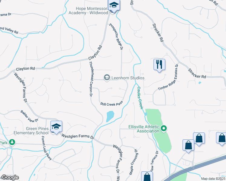 map of restaurants, bars, coffee shops, grocery stores, and more near 1921 Matterhorn Drive in Ballwin