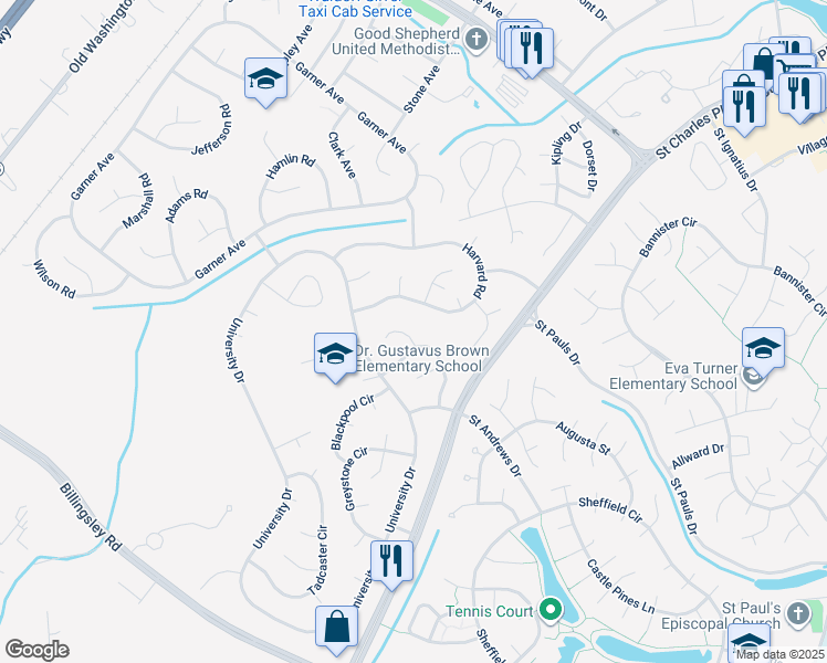 map of restaurants, bars, coffee shops, grocery stores, and more near 22 Amwich Court in Waldorf