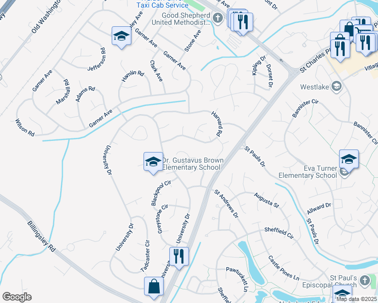 map of restaurants, bars, coffee shops, grocery stores, and more near 22 Amwich Court in Waldorf