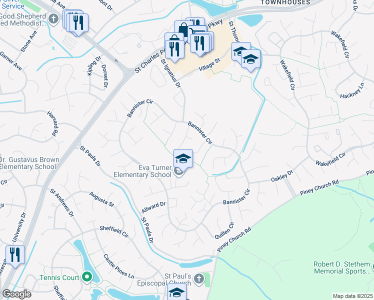 map of restaurants, bars, coffee shops, grocery stores, and more near 11016 McIntosh Court in Waldorf