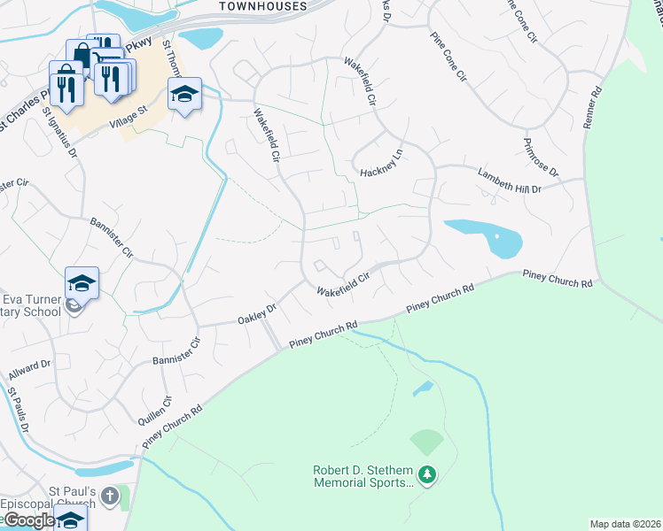 map of restaurants, bars, coffee shops, grocery stores, and more near 2609 Rooks Head Place in Waldorf
