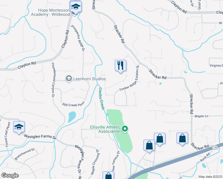 map of restaurants, bars, coffee shops, grocery stores, and more near 1690 Timber Hollow Dr in Ballwin