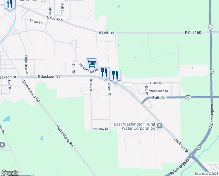 map of restaurants, bars, coffee shops, grocery stores, and more near 1002 Aspen Drive in Salem