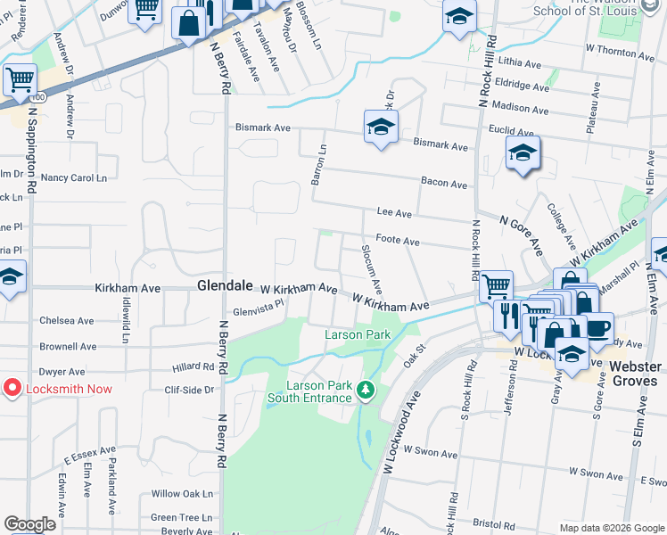 map of restaurants, bars, coffee shops, grocery stores, and more near 121 Hull Avenue in St. Louis