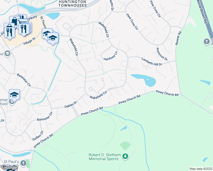 map of restaurants, bars, coffee shops, grocery stores, and more near 2723 Red Lion Place in Waldorf