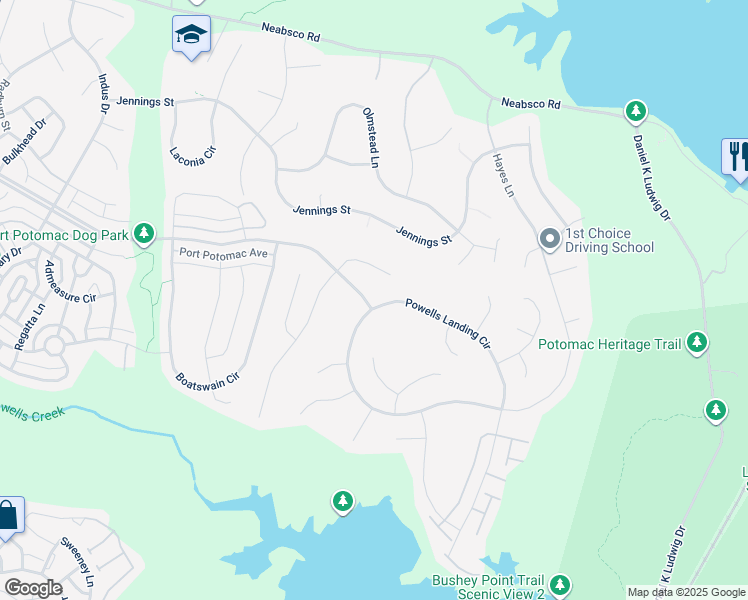 map of restaurants, bars, coffee shops, grocery stores, and more near 2009 Powells Landing Circle in Woodbridge