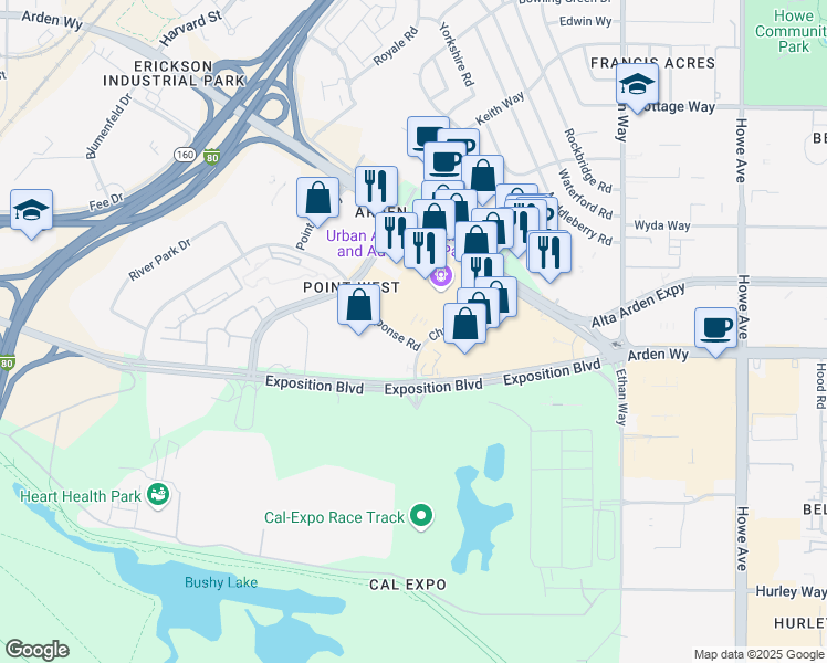 map of restaurants, bars, coffee shops, grocery stores, and more near 1681-1699 Response Rd in Sacramento