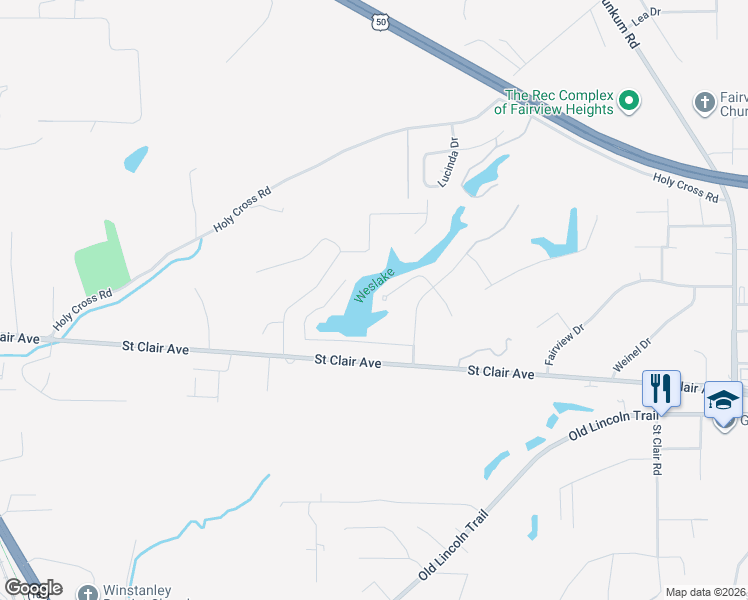 map of restaurants, bars, coffee shops, grocery stores, and more near 46 West Beacon Hill Road in Fairview Heights