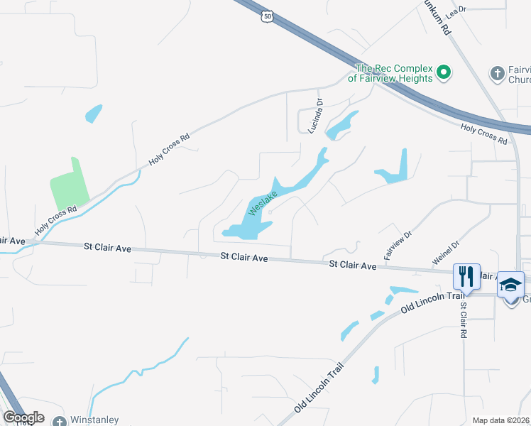 map of restaurants, bars, coffee shops, grocery stores, and more near 46 West Beacon Hill Road in Fairview Heights