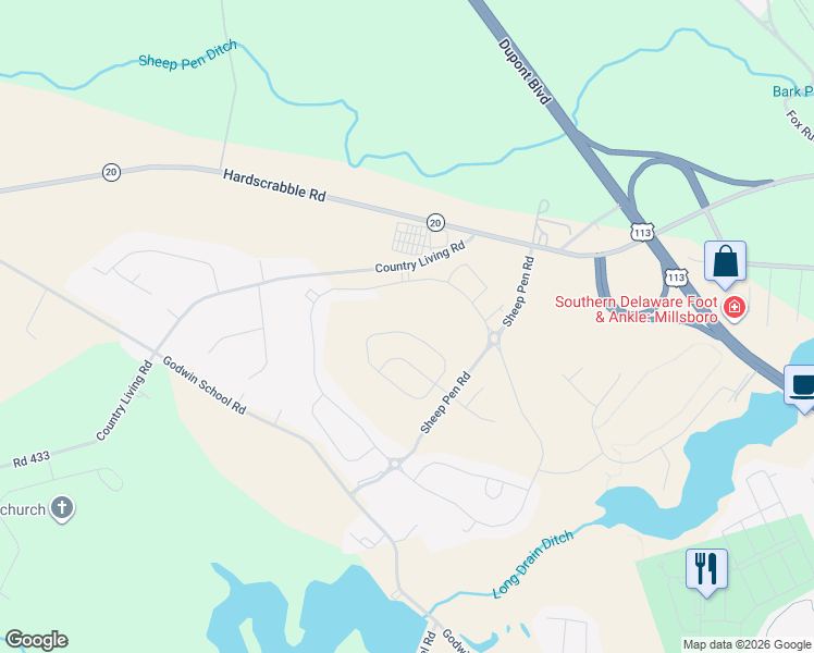 map of restaurants, bars, coffee shops, grocery stores, and more near in Millsboro