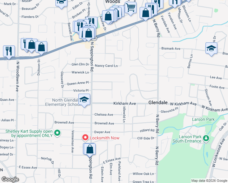 map of restaurants, bars, coffee shops, grocery stores, and more near 835 Albert Avenue in St. Louis