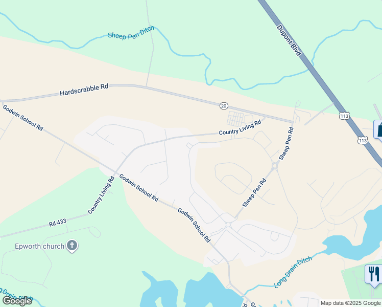 map of restaurants, bars, coffee shops, grocery stores, and more near 35210 Wright Way in Millsboro