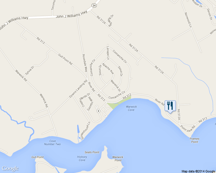 map of restaurants, bars, coffee shops, grocery stores, and more near 16 Apache Avenue in Millsboro