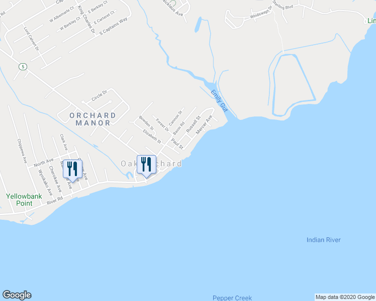 map of restaurants, bars, coffee shops, grocery stores, and more near 33222 Mercer Avenue in Millsboro