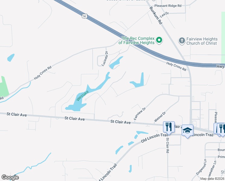 map of restaurants, bars, coffee shops, grocery stores, and more near 4 Patricia Drive in Fairview Heights