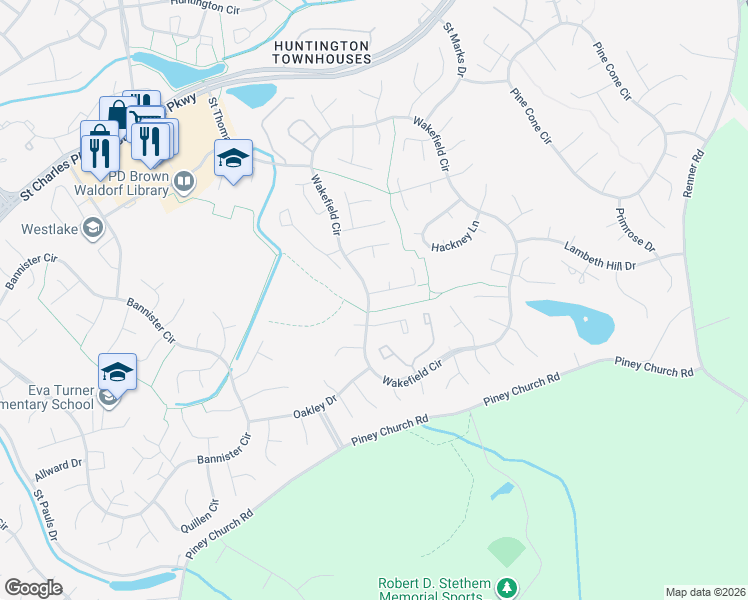 map of restaurants, bars, coffee shops, grocery stores, and more near 2279 Vine Hill Court in Waldorf