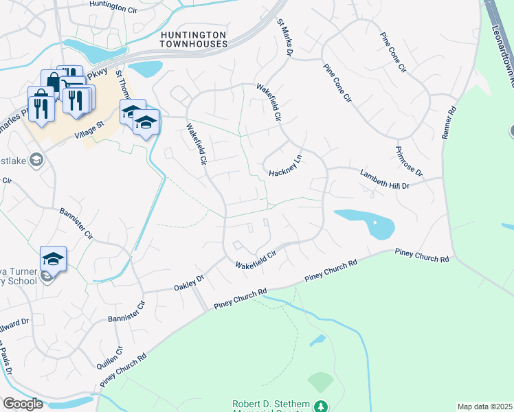 map of restaurants, bars, coffee shops, grocery stores, and more near 2295 Vine Hill Court in Waldorf