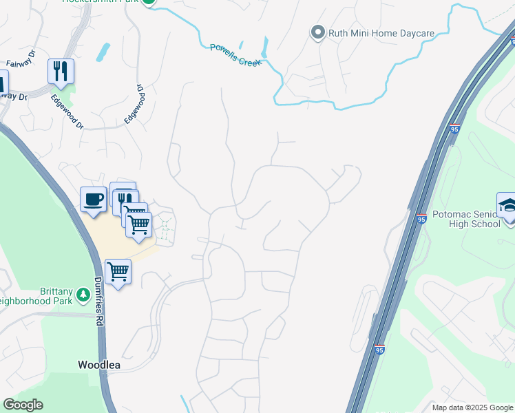 map of restaurants, bars, coffee shops, grocery stores, and more near 3776 Blowing Leaf Place in Dumfries