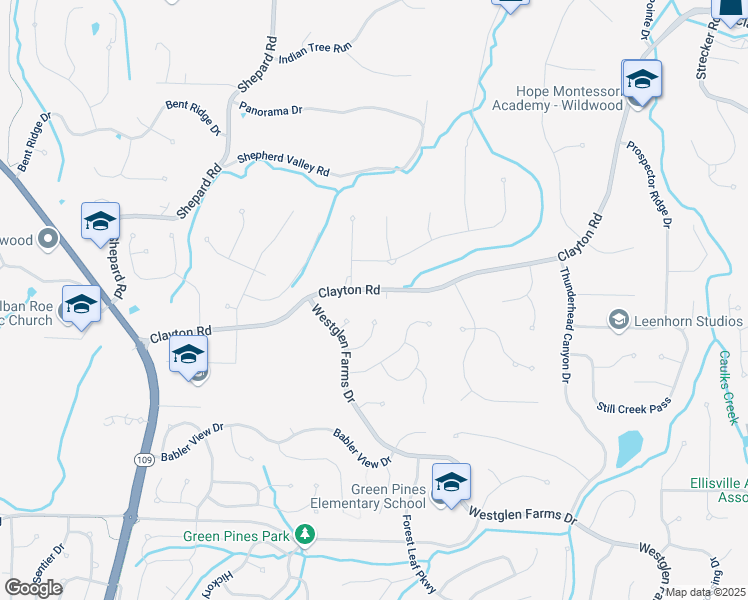 map of restaurants, bars, coffee shops, grocery stores, and more near 16784 Clayton Rd in Ballwin