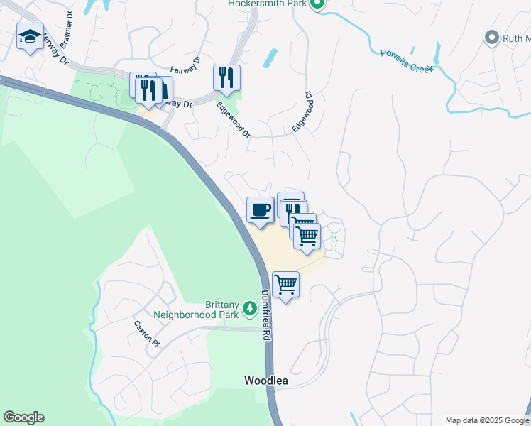 map of restaurants, bars, coffee shops, grocery stores, and more near 4213 Stockbridge Dr in Dumfries