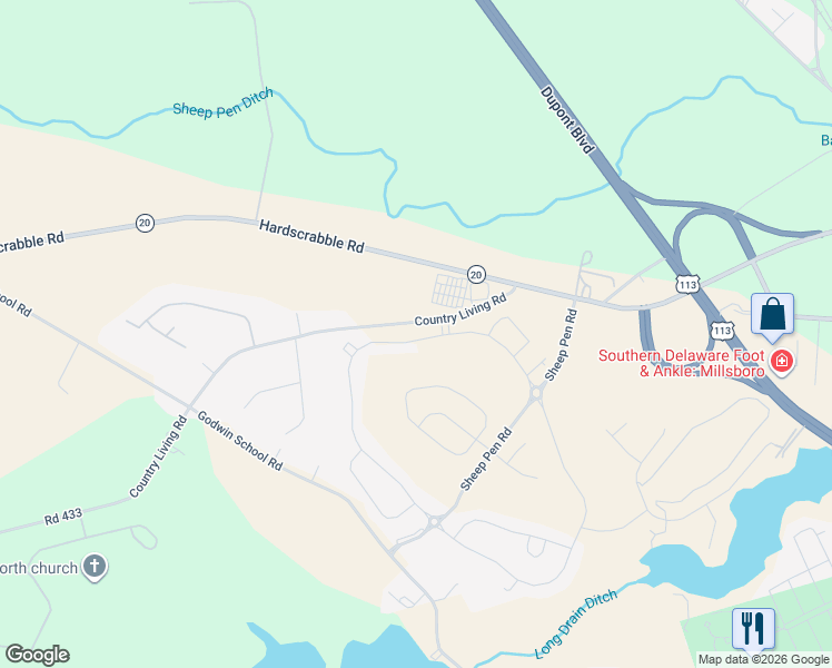 map of restaurants, bars, coffee shops, grocery stores, and more near in Millsboro
