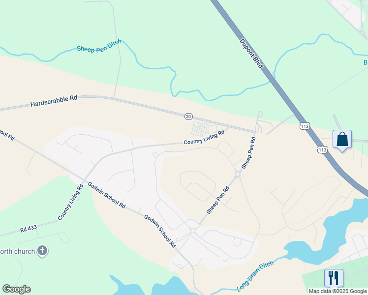 map of restaurants, bars, coffee shops, grocery stores, and more near in Millsboro