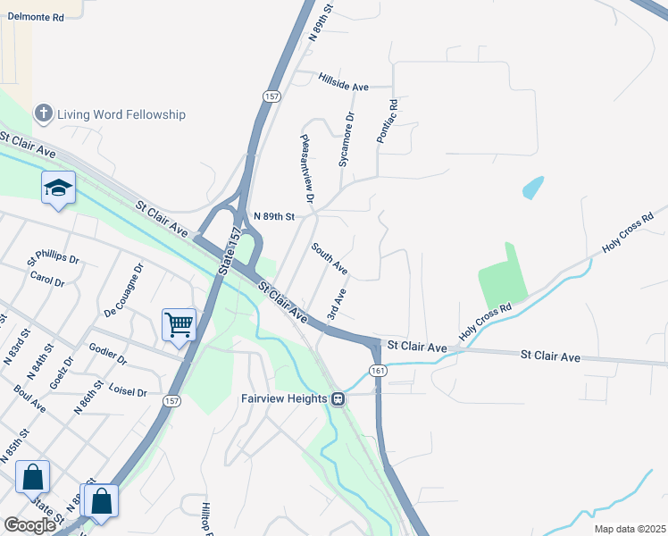 map of restaurants, bars, coffee shops, grocery stores, and more near 1421 3rd Avenue in Fairview Heights