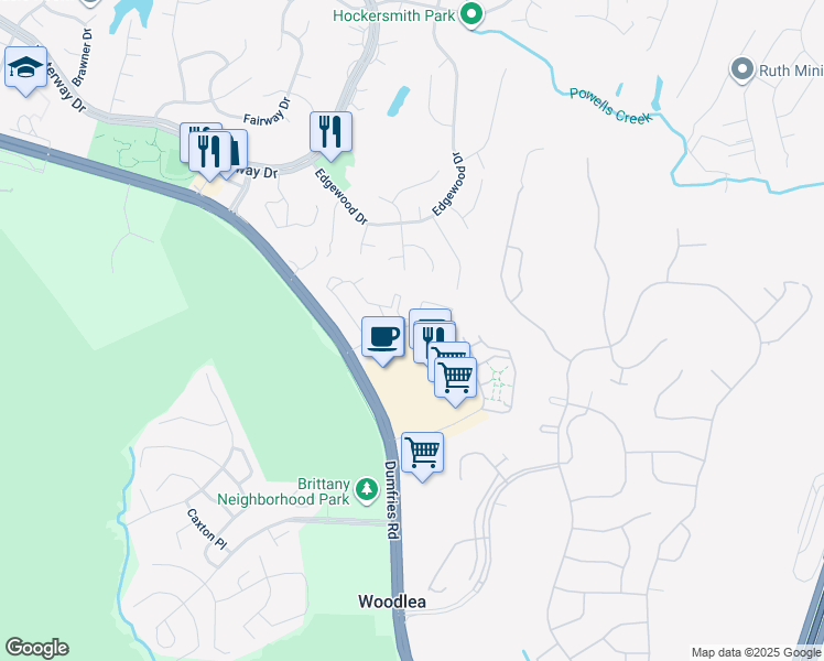 map of restaurants, bars, coffee shops, grocery stores, and more near 4120 Ashmere Circle in Montclair