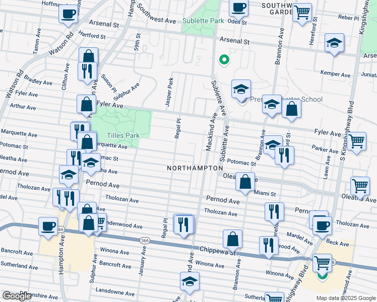 map of restaurants, bars, coffee shops, grocery stores, and more near in St. Louis