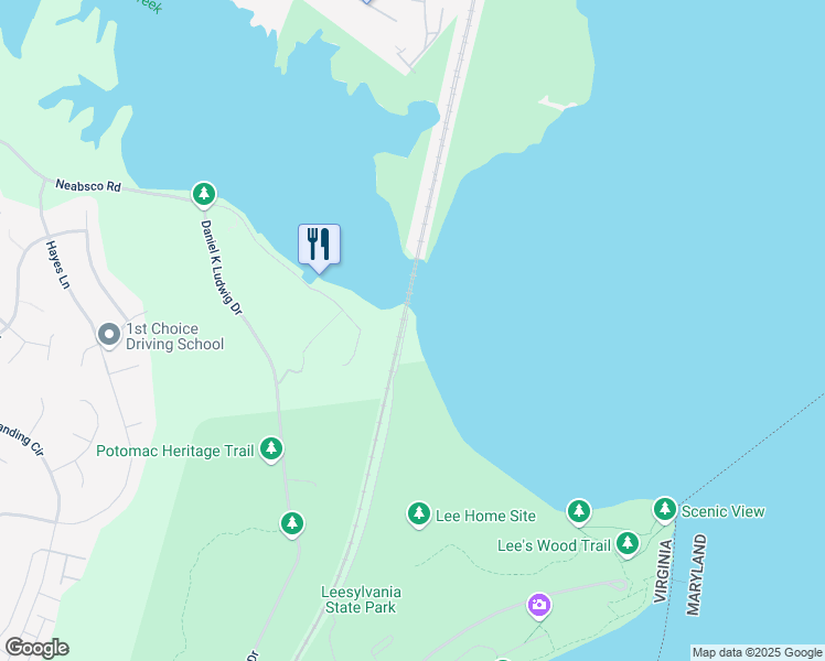 map of restaurants, bars, coffee shops, grocery stores, and more near 16258 Neabsco Beach Way in Woodbridge