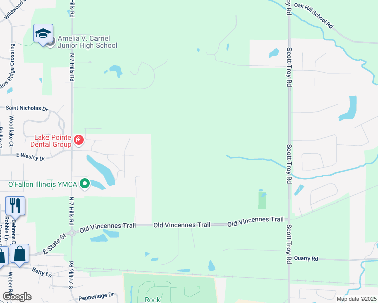 map of restaurants, bars, coffee shops, grocery stores, and more near 1064 Old Vincennes Trail in O'Fallon