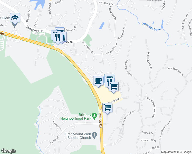 map of restaurants, bars, coffee shops, grocery stores, and more near 4222 Stockbridge Drive in Montclair