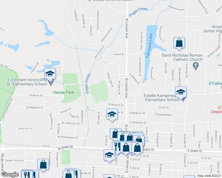 map of restaurants, bars, coffee shops, grocery stores, and more near 709 White Oak Drive in O'Fallon