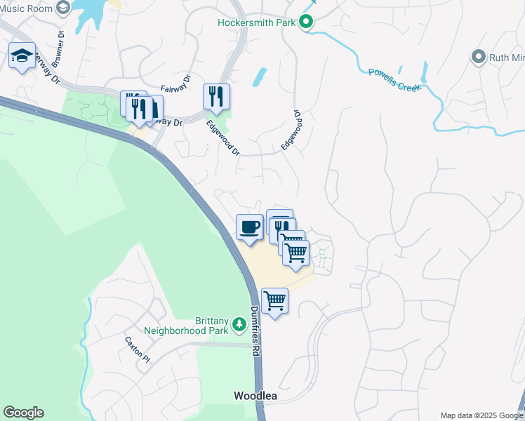 map of restaurants, bars, coffee shops, grocery stores, and more near 16088 Taconic Circle in Dumfries