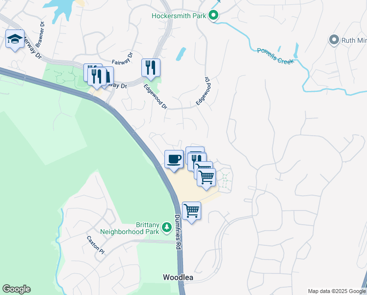 map of restaurants, bars, coffee shops, grocery stores, and more near 16088 Taconic Circle in Dumfries