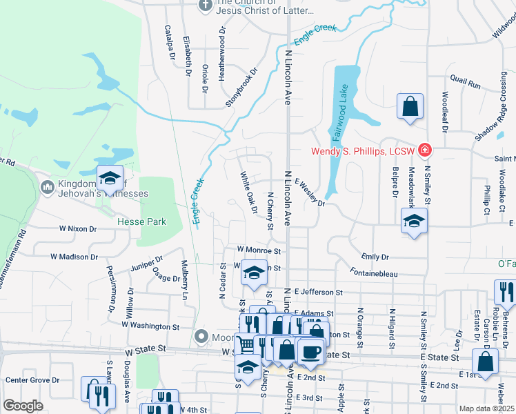 map of restaurants, bars, coffee shops, grocery stores, and more near 704 White Oak Drive in O'Fallon