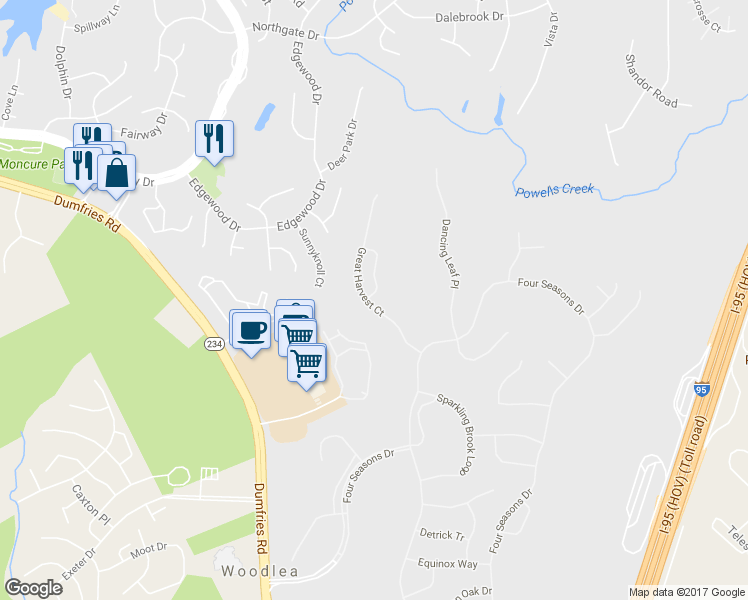 map of restaurants, bars, coffee shops, grocery stores, and more near 3958 Great Harvest Court in Montclair