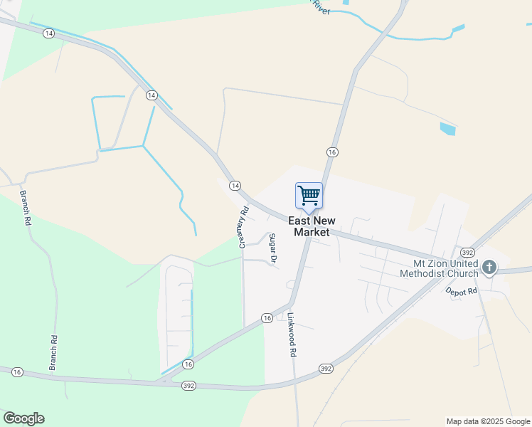 map of restaurants, bars, coffee shops, grocery stores, and more near 32 Academy Street in East New Market