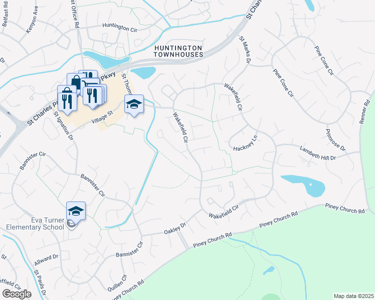 map of restaurants, bars, coffee shops, grocery stores, and more near 2001 Wedgewood Place in Waldorf