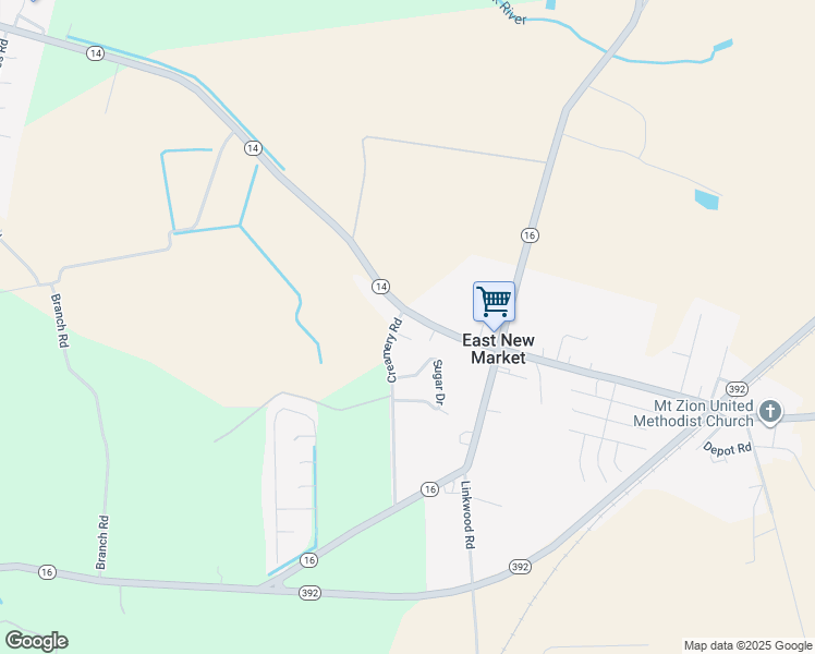 map of restaurants, bars, coffee shops, grocery stores, and more near 32 Academy Street in East New Market