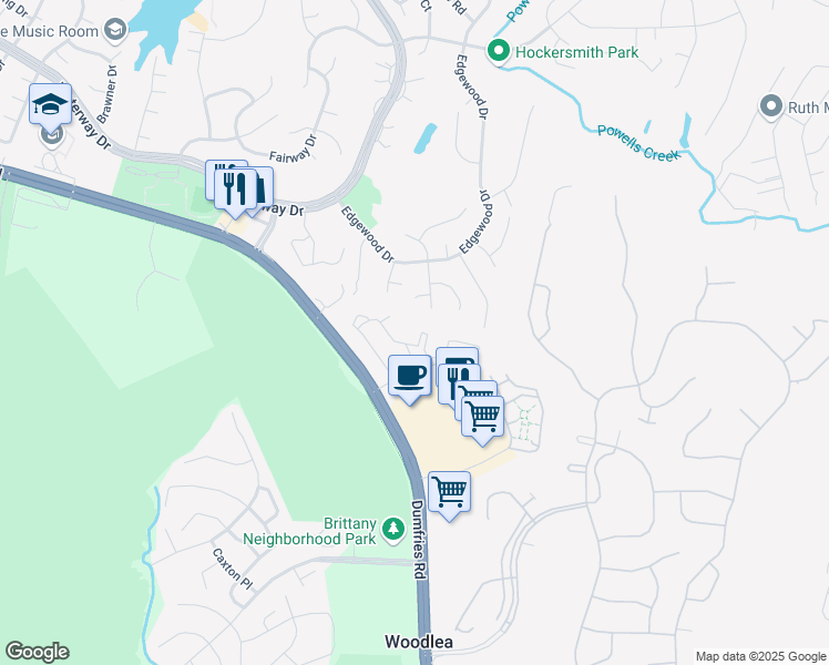 map of restaurants, bars, coffee shops, grocery stores, and more near 16150 Taconic Circle in Dumfries