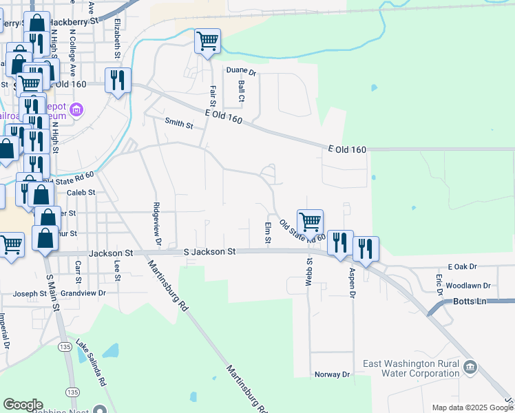 map of restaurants, bars, coffee shops, grocery stores, and more near 701 Elm Street in Salem