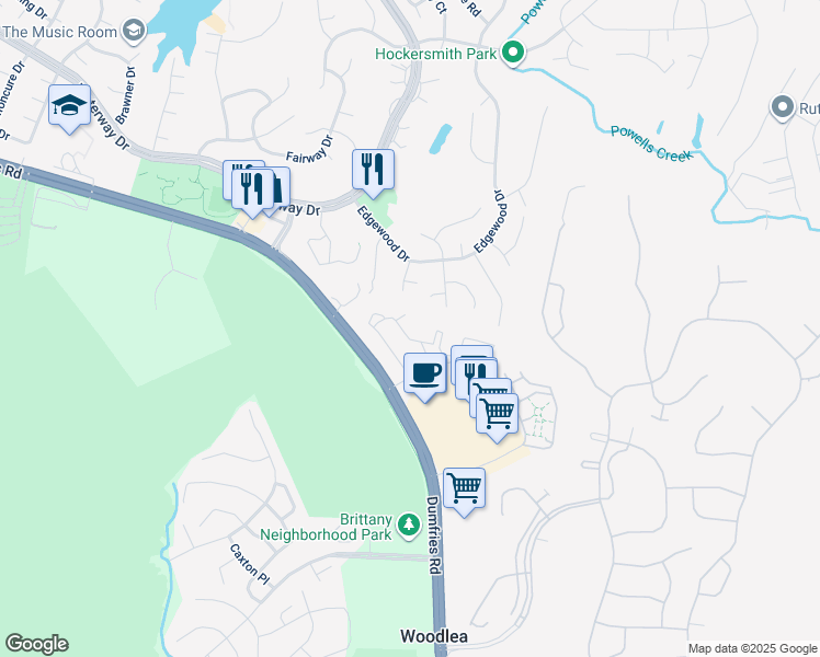 map of restaurants, bars, coffee shops, grocery stores, and more near 16192 Taconic Circle in Dumfries