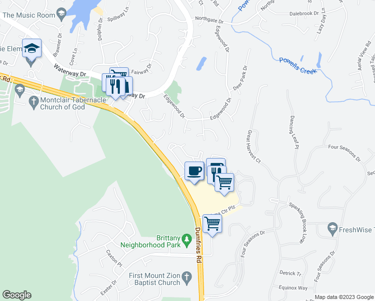 map of restaurants, bars, coffee shops, grocery stores, and more near 16190 Taconic Circle in Montclair