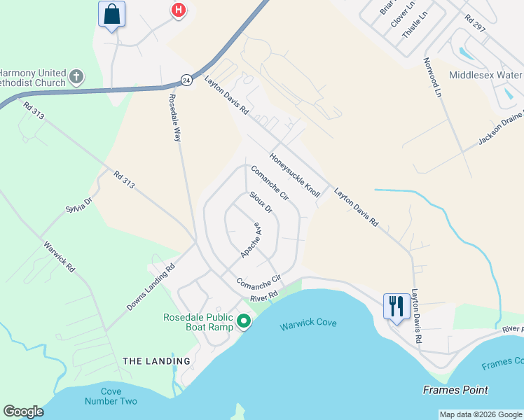 map of restaurants, bars, coffee shops, grocery stores, and more near 28 Apache Avenue in Millsboro