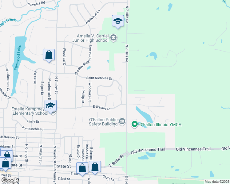 map of restaurants, bars, coffee shops, grocery stores, and more near 931 Saint Nicholas Drive in O'Fallon