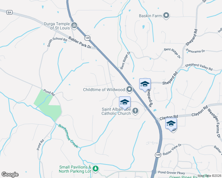 map of restaurants, bars, coffee shops, grocery stores, and more near 1710 Ashford Oaks Court in Wildwood