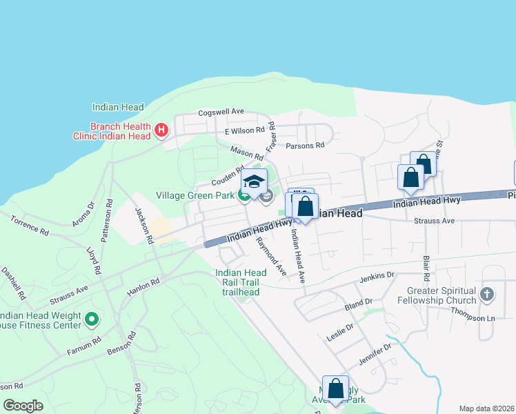 map of restaurants, bars, coffee shops, grocery stores, and more near 4200 Indian Head Highway in Indian Head