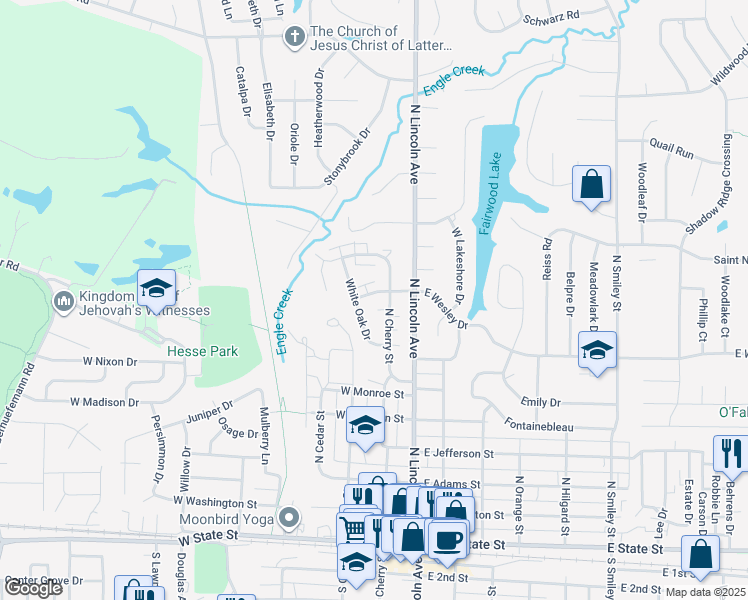 map of restaurants, bars, coffee shops, grocery stores, and more near 814 White Oak Drive in O'Fallon
