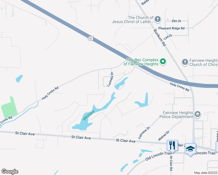 map of restaurants, bars, coffee shops, grocery stores, and more near 211 Lucinda Drive in Fairview Heights